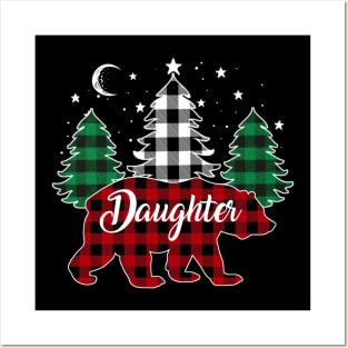 Daughter Bear Buffalo Red Plaid Matching Family Christmas Posters and Art